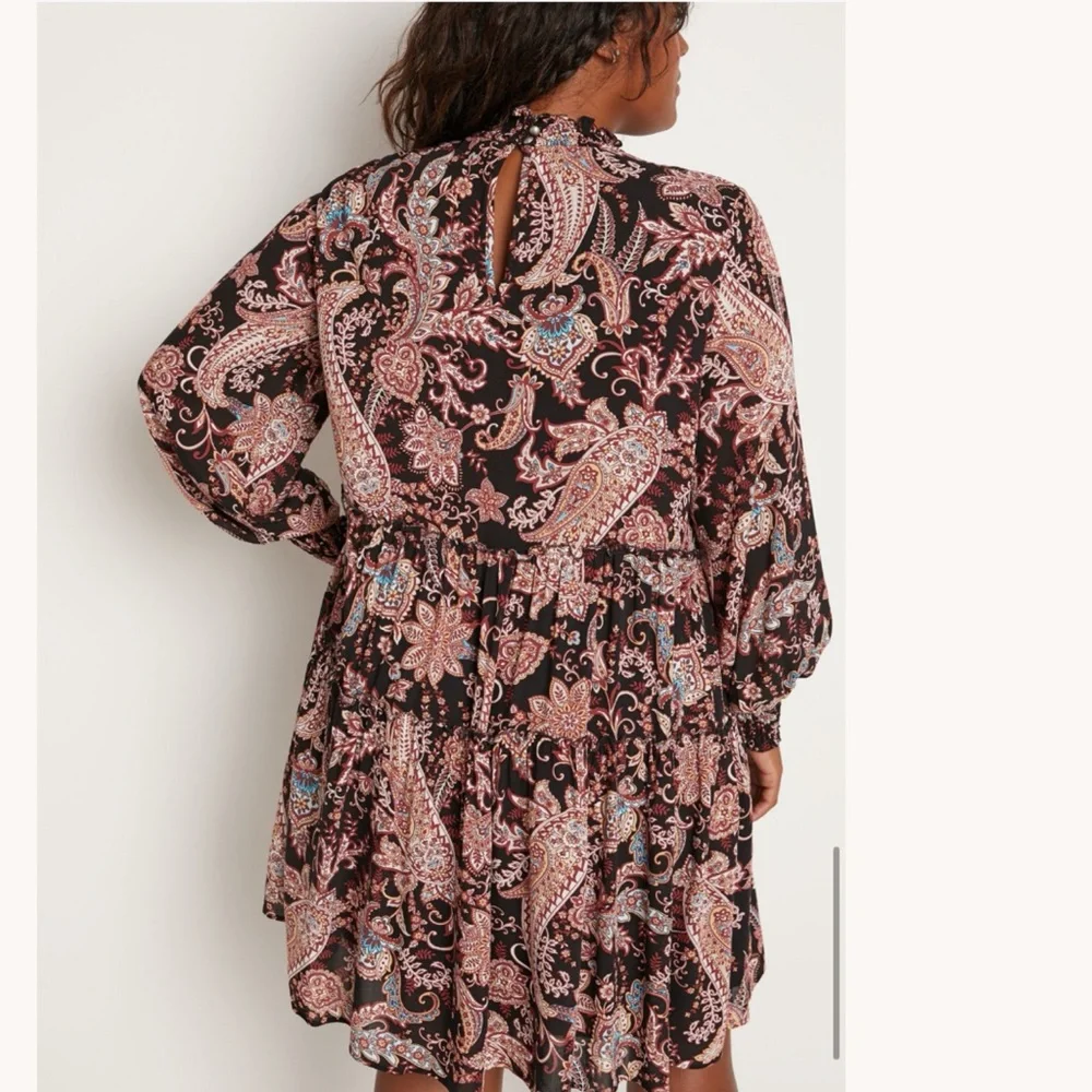 Anthropologie Smocked Neck Cady Paisley Tiered Tunic Dress XS - Picture 7 of 17